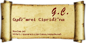 Gyömrei Cipriána névjegykártya